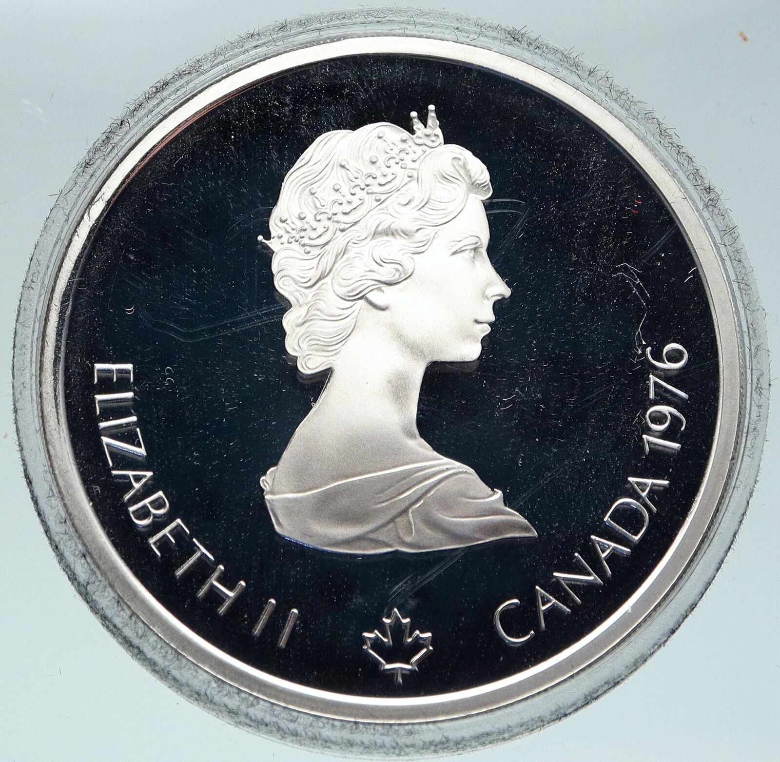 1976 CANADA Elizabeth II Olympics Montreal FOOTBALL Proof Silver 10 Coin i86312