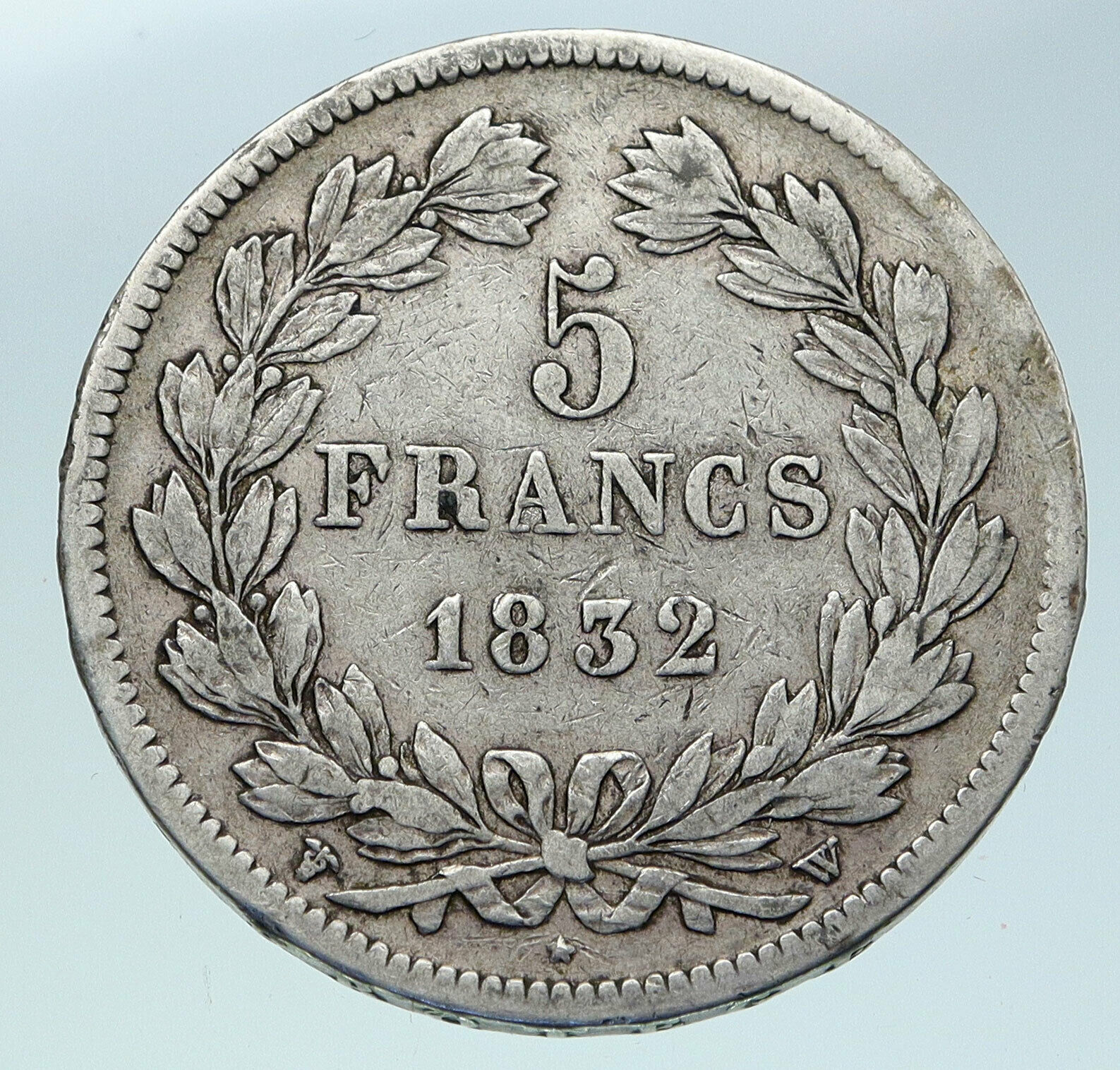 1832 FRANCE King Louis Philippe I French Antique OLD Silver 5 Francs Coin i86431