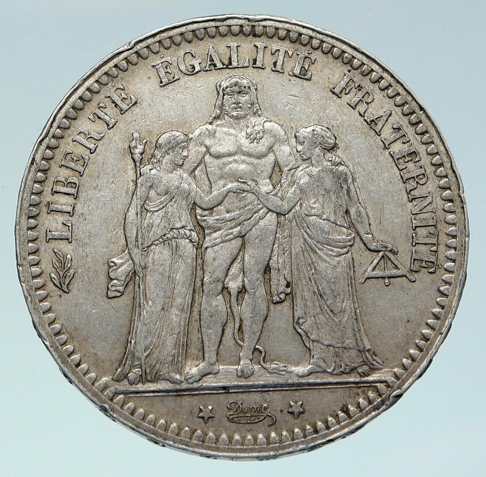 1873 A FRANCE Hercules Group Antique VINTAGE Silver 5 Franc French Coin i86432