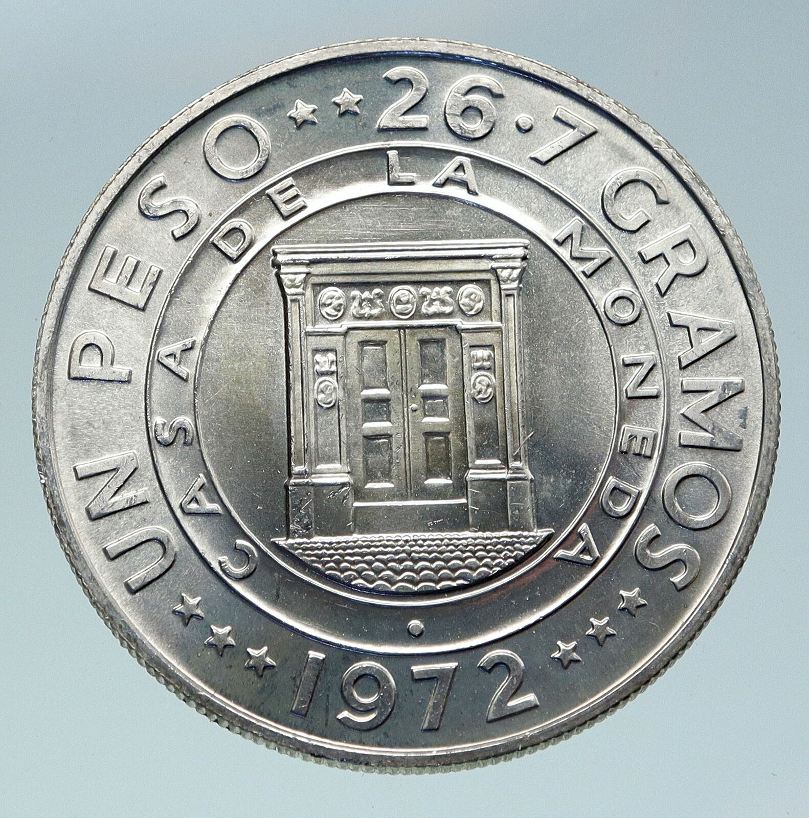 1972 DOMINICAN REPUBLIC 25th Yr Central Bank VINTAGE Silver Peso Coin i86434