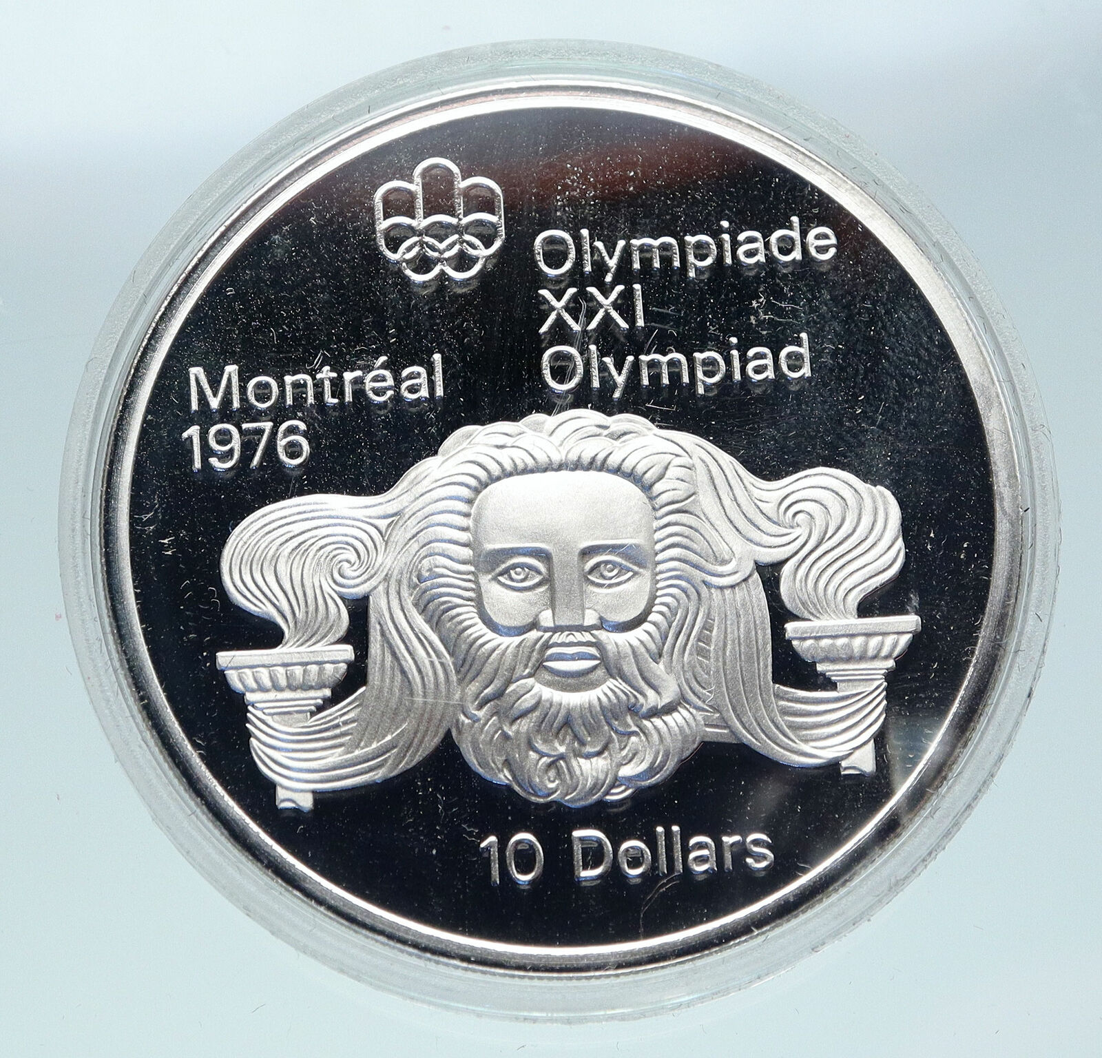 1974 CANADA Queen Elizabeth II Olympics Montreal ZEUS Old Silver $10 Coin i86437