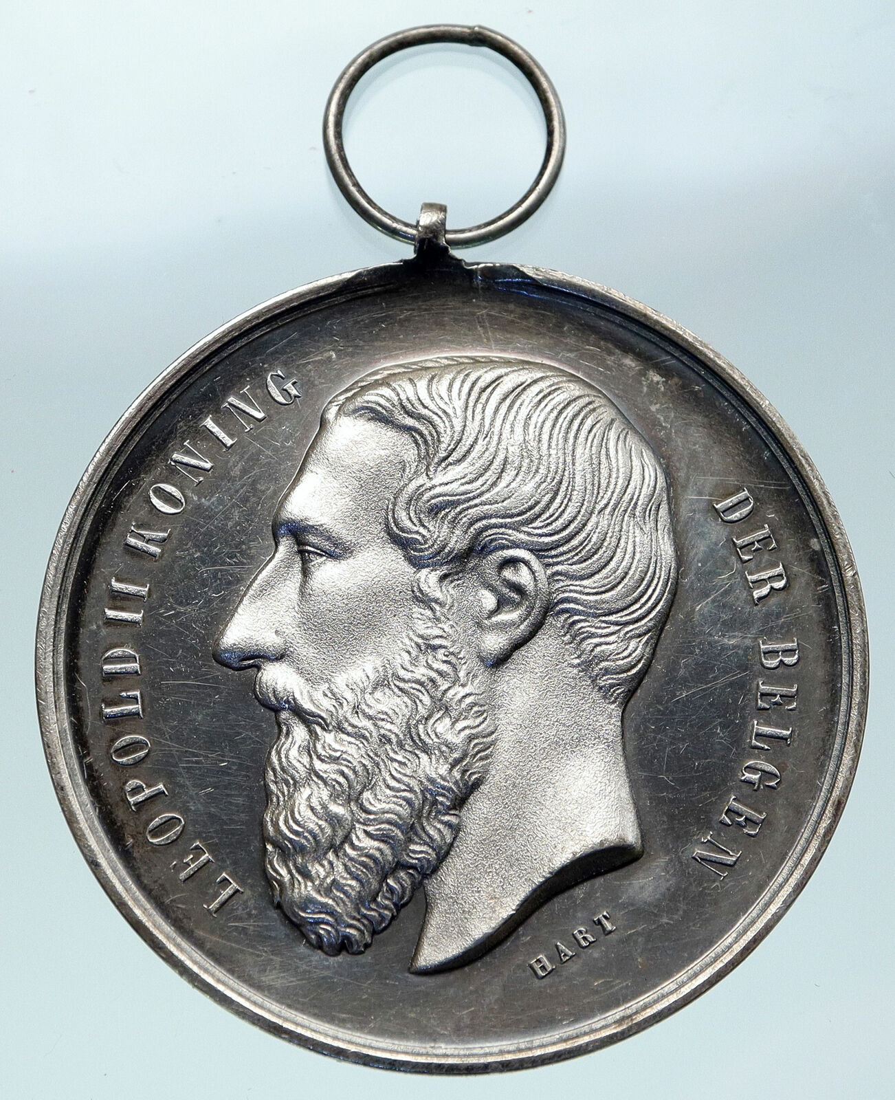 1894 BELGIUM KINGDOM King Leopold II Wreath Old ANTIQUE Silver Medal i86435