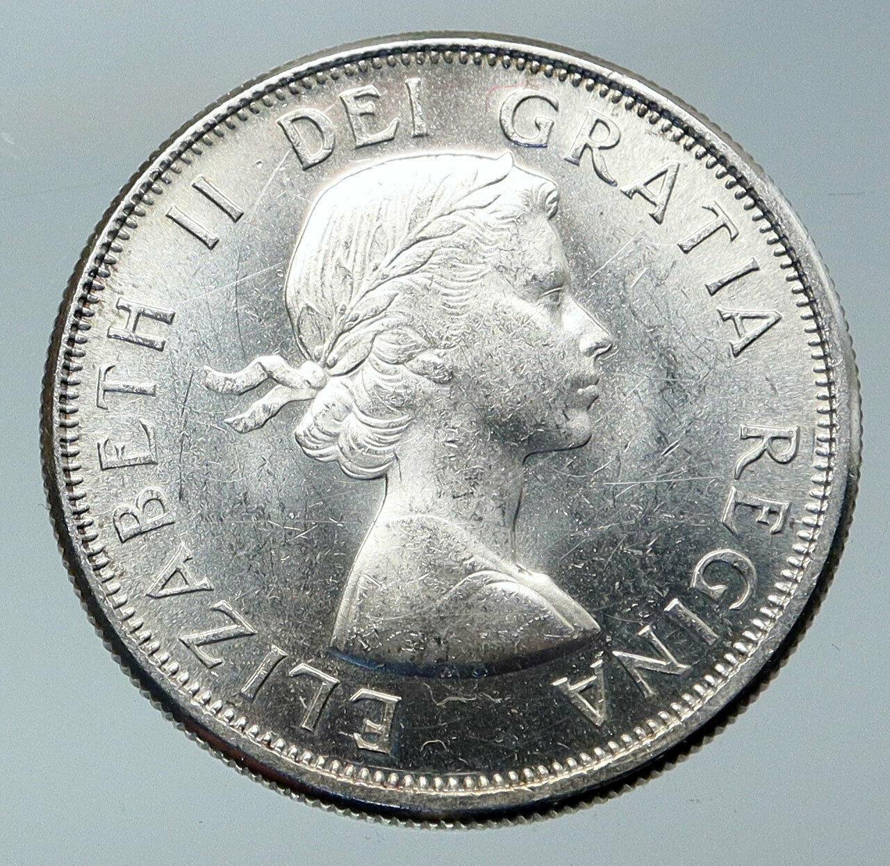 1964 CANADA Queen Elizabeth II Arms Crown VINTAGE SILVER 50 Cents Coin i85932