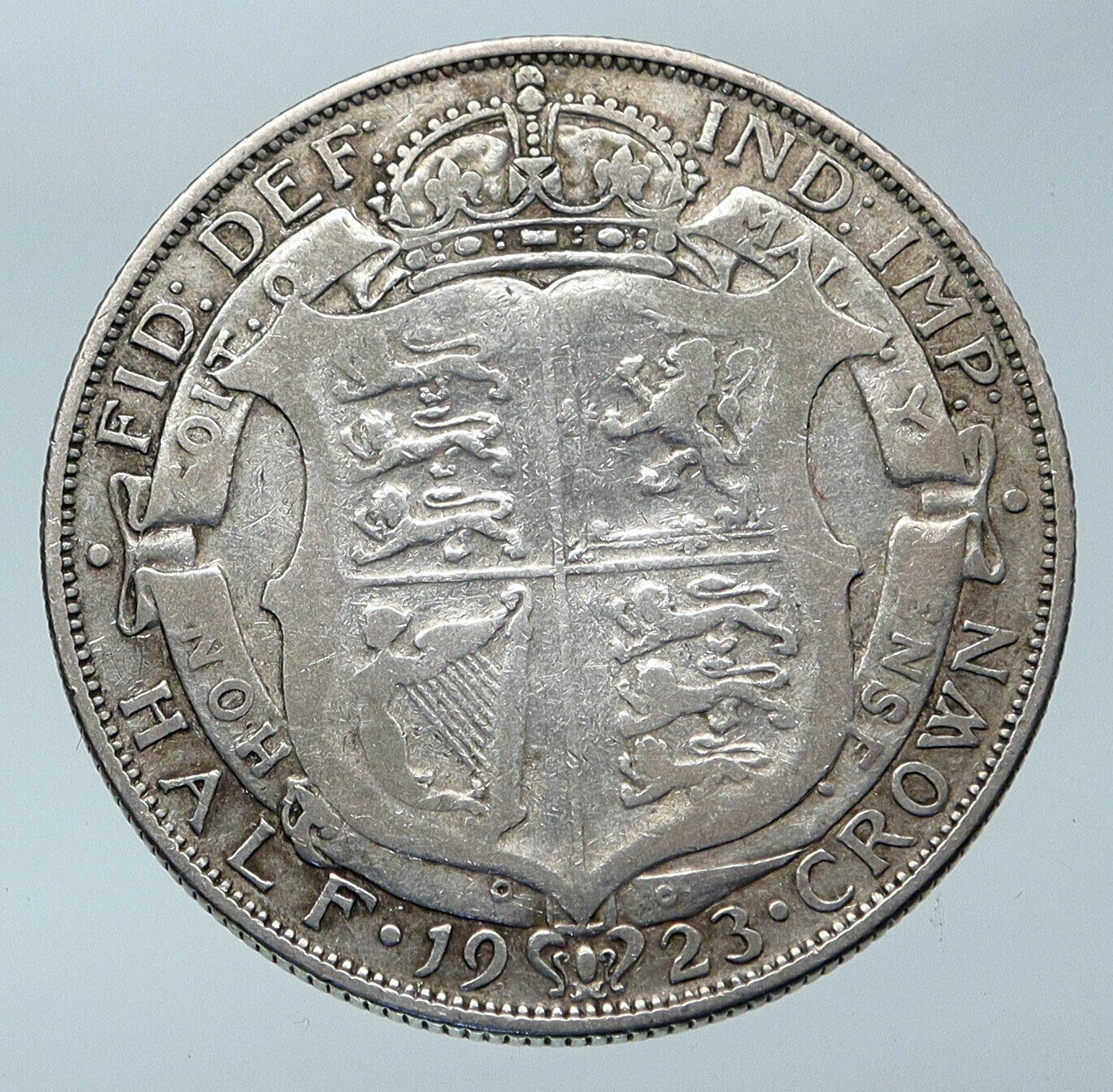 1923 Great Britain United Kingdom UK King GEORGE V Silver Half Crown Coin i85911