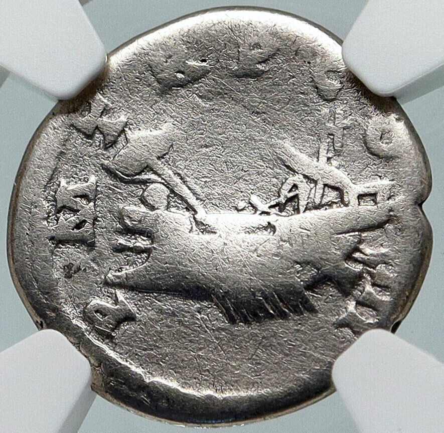 HADRIAN Authentic Ancient 119AD Rome Genuine Silver Roman Coin GALLEY NGC i86057