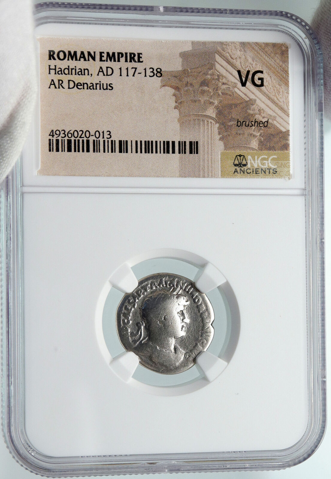 HADRIAN Authentic Ancient 119AD Rome Genuine Silver Roman Coin GALLEY NGC i86057