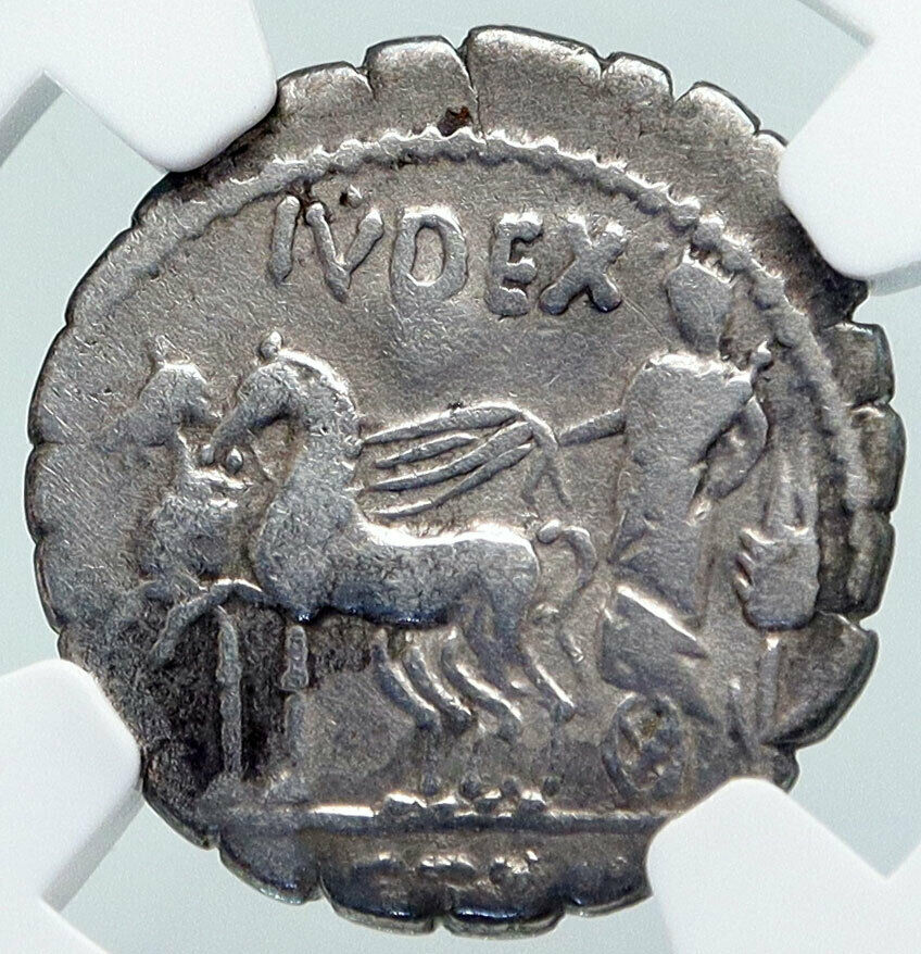 Roman Republic Rome Authentic Ancient Silver Coin KING TATIUS SABINES NGC i86056