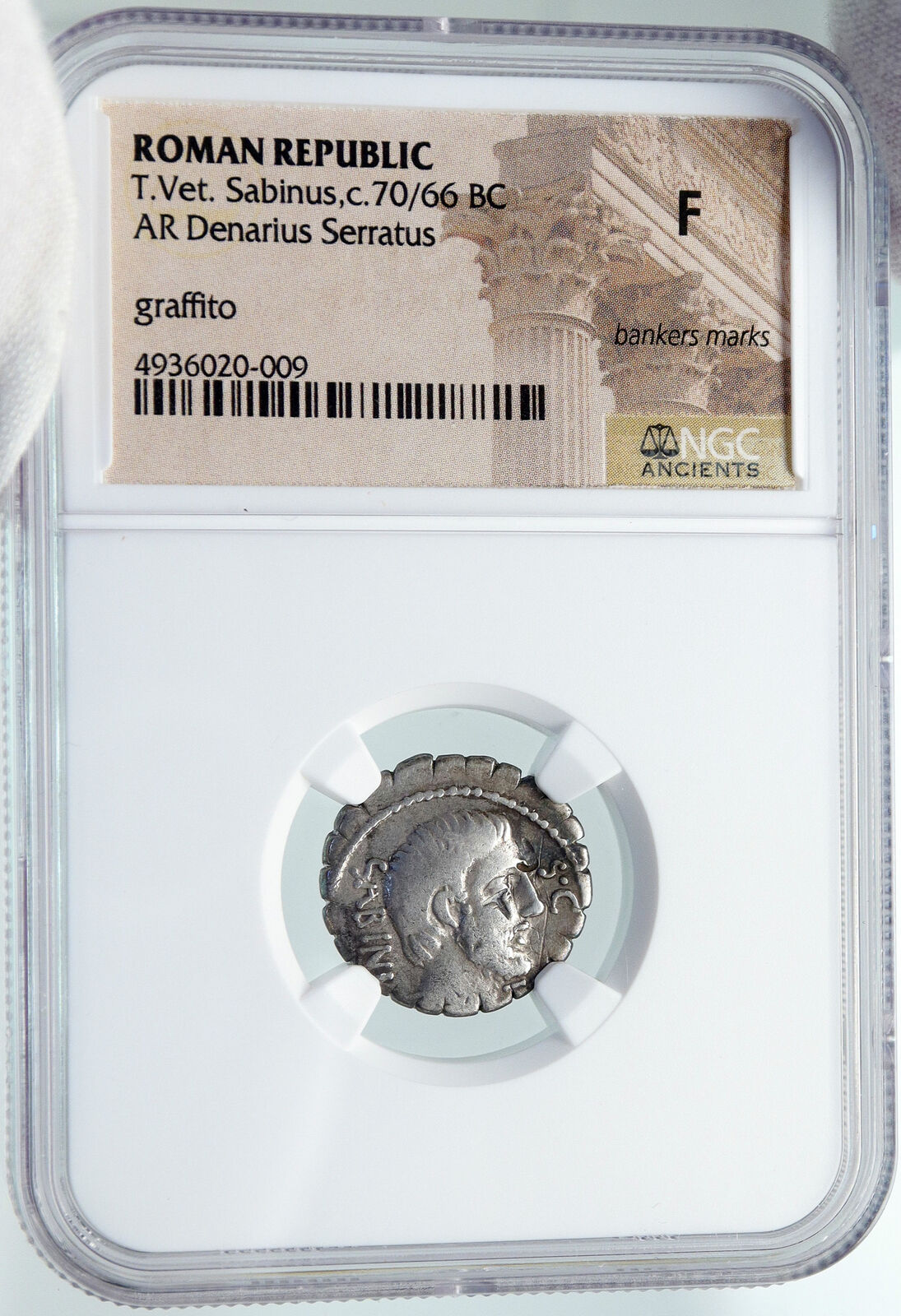 Roman Republic Rome Authentic Ancient Silver Coin KING TATIUS SABINES NGC i86056