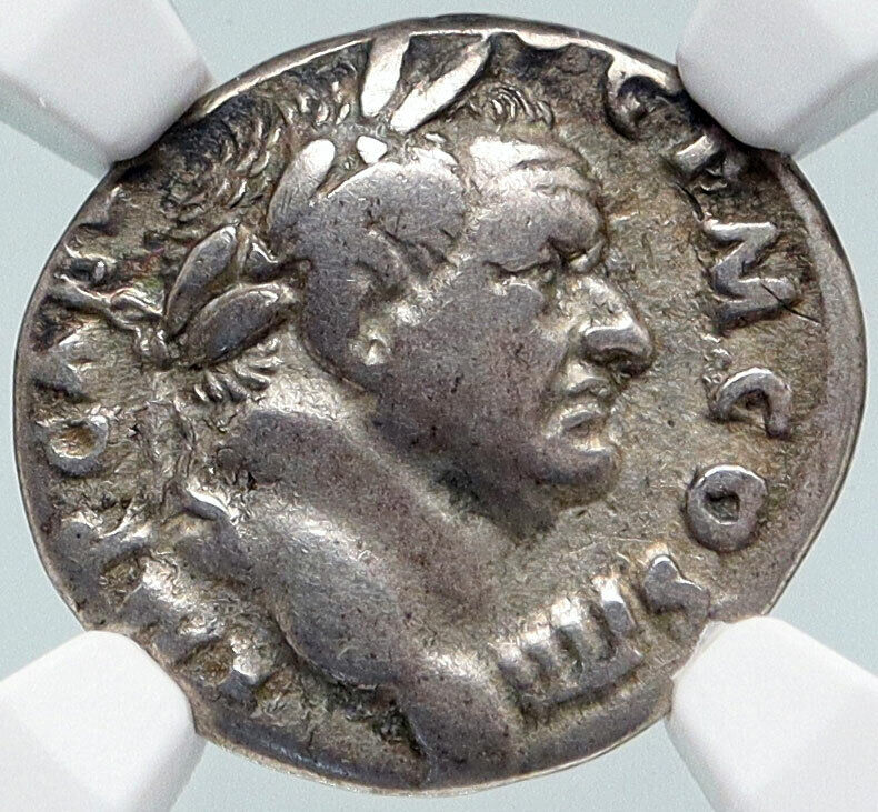 VESPASIAN Authentic Ancient 72AD Romes Silver Roman Coin IMPLEMENTS NGC i86050