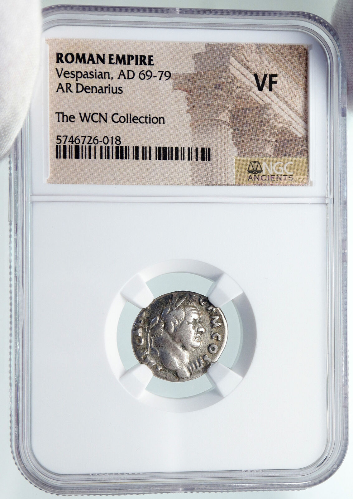 VESPASIAN Authentic Ancient 72AD Romes Silver Roman Coin IMPLEMENTS NGC i86050