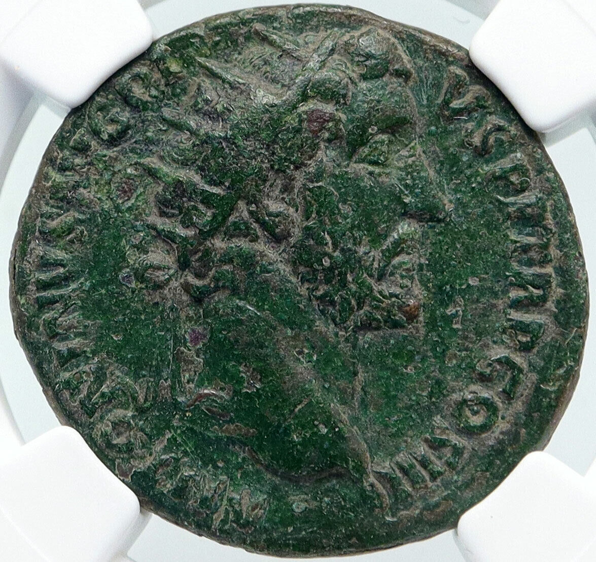 ANTONINUS PIUS Authentic Ancient 141AD Dupondius Roman Coin ANNONA NGC i86055