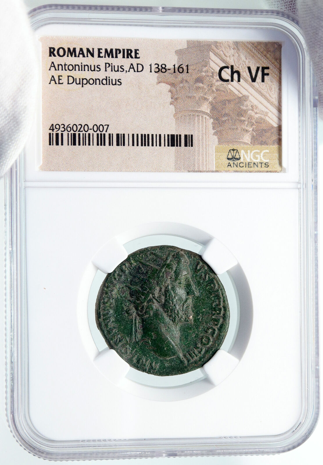 ANTONINUS PIUS Authentic Ancient 141AD Dupondius Roman Coin ANNONA NGC i86055