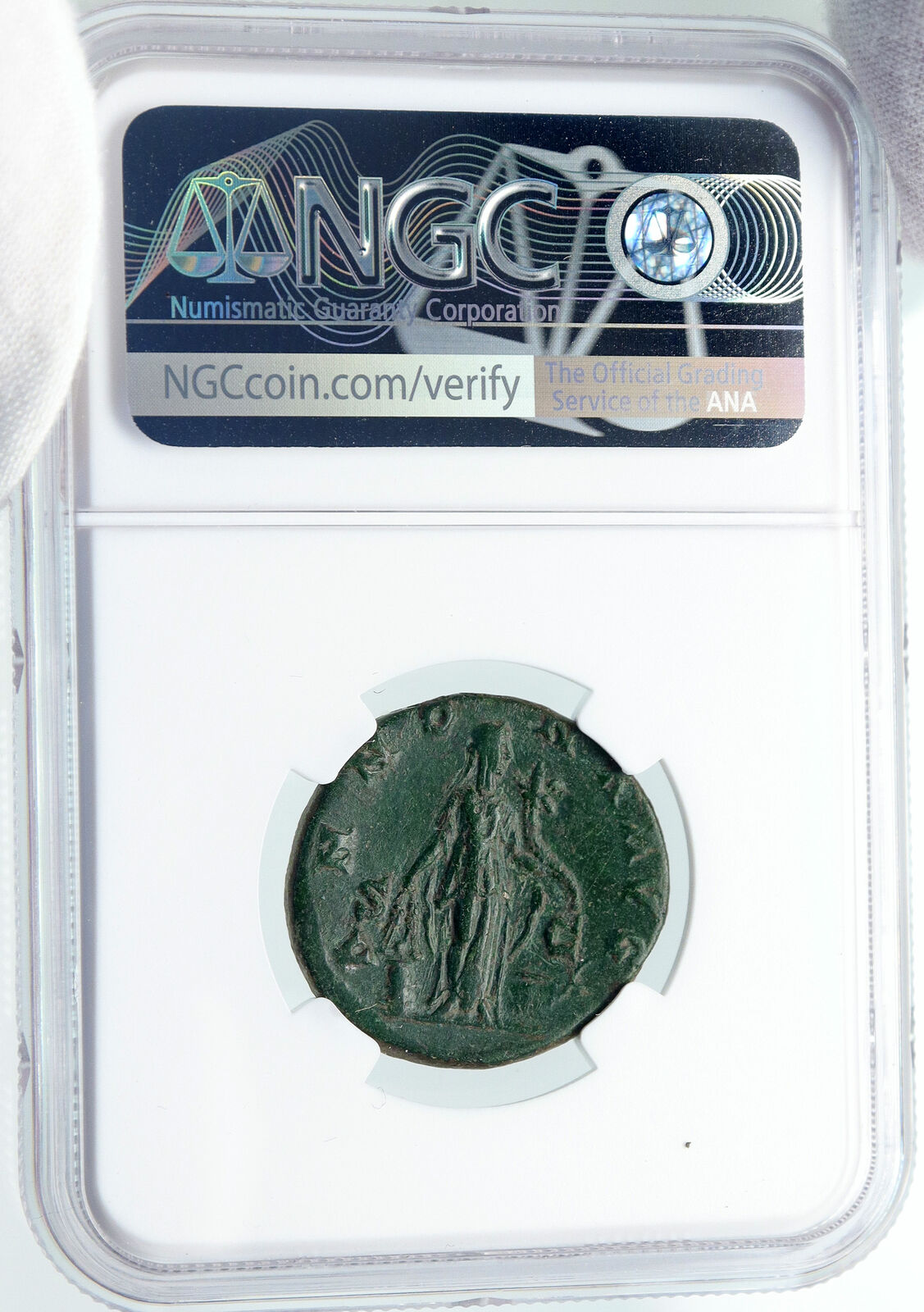 ANTONINUS PIUS Authentic Ancient 141AD Dupondius Roman Coin ANNONA NGC i86055