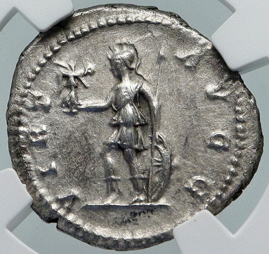 SEPTIMIUS SEVERUS Genuine Ancient 200AD Rome Silver Roman Coin VIRTUS NGC i86059