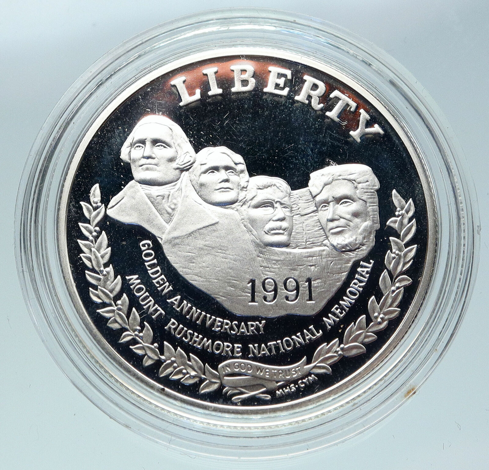 1991 UNITED STATES USA Mount RUSHMORE Presidents Proof Silver Dollar Coin i86454