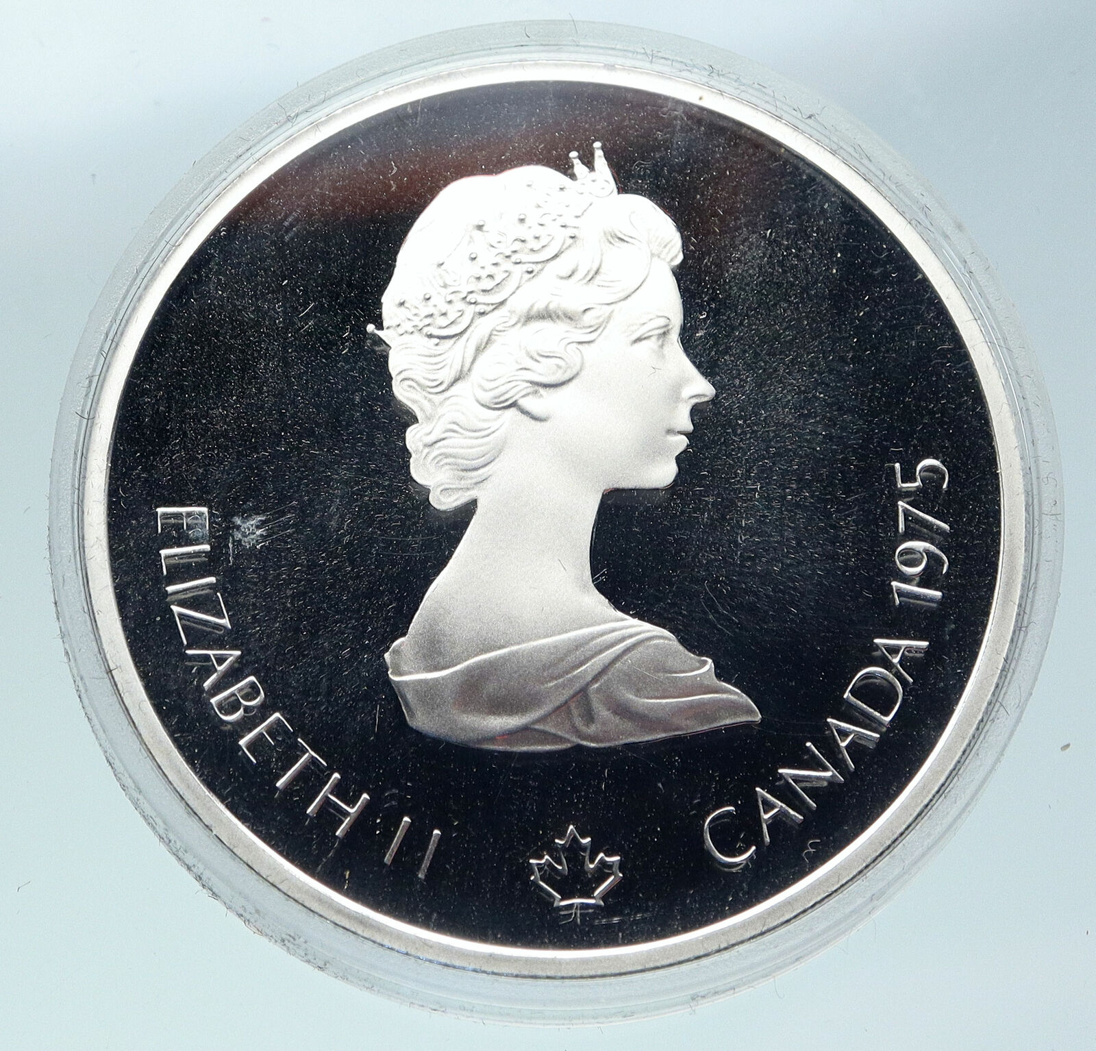 1975 CANADA Elizabeth II Olympics Montreal Men HURDLES PF Silver $10 Coin i86456