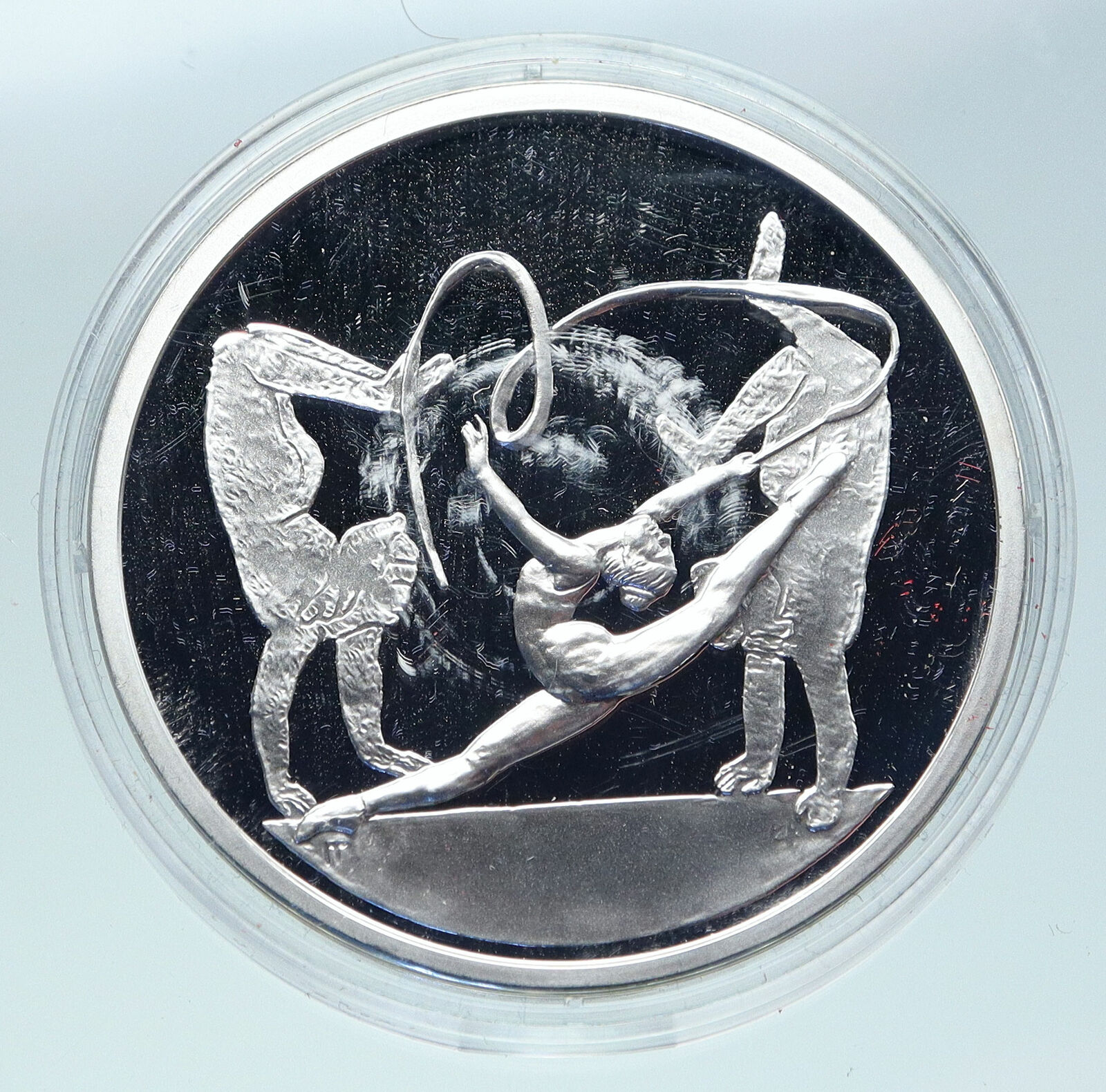 2004 GREECE OLYMPICS ATHENS Rhythmic Gymnastics Proof Silver 10 Euro Coin i86465