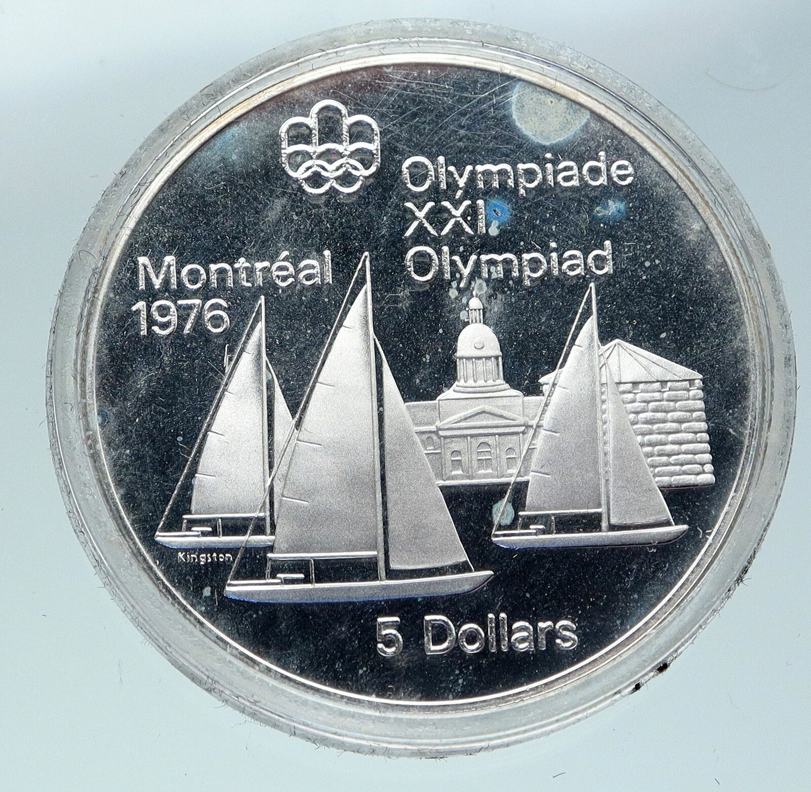 1973 CANADA UK Elizabeth II Olympics Montreal Sailing Proof Silver 5 Coin i86462