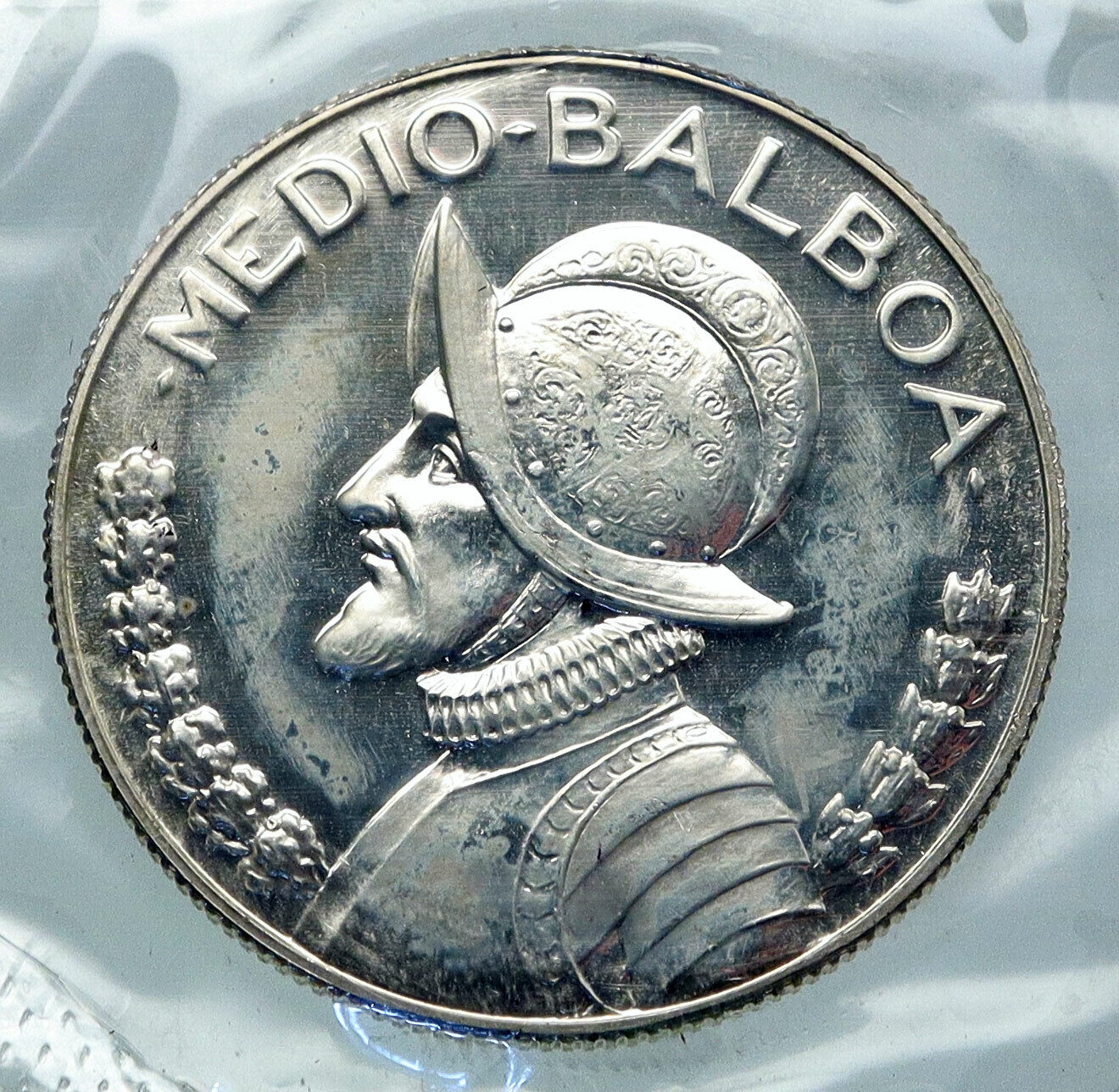 1968 PANAMA Spanish Conquistador Hero VINTAGE Silver 1/2 HALF BALBOA Coin i86471