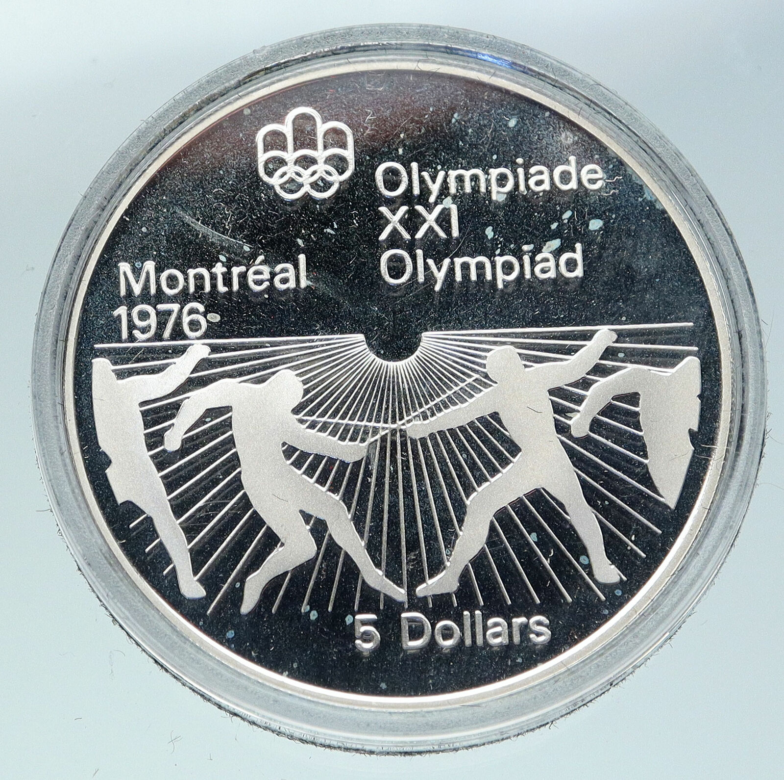 1976 CANADA UK Elizabeth II Olympics Montreal Boxing Proof Silver $5 Coin i86472
