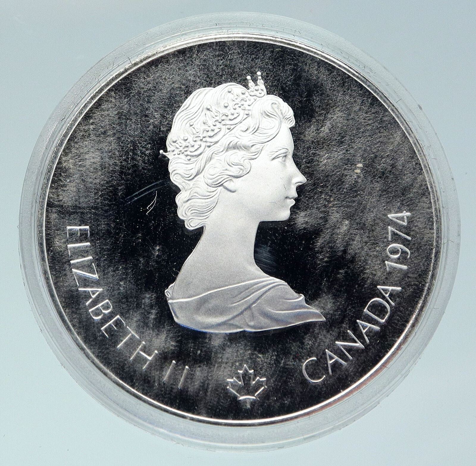 1974 CANADA UK Elizabeth II Olympics Montreal TORCH Proof Silver $5 Coin i86474