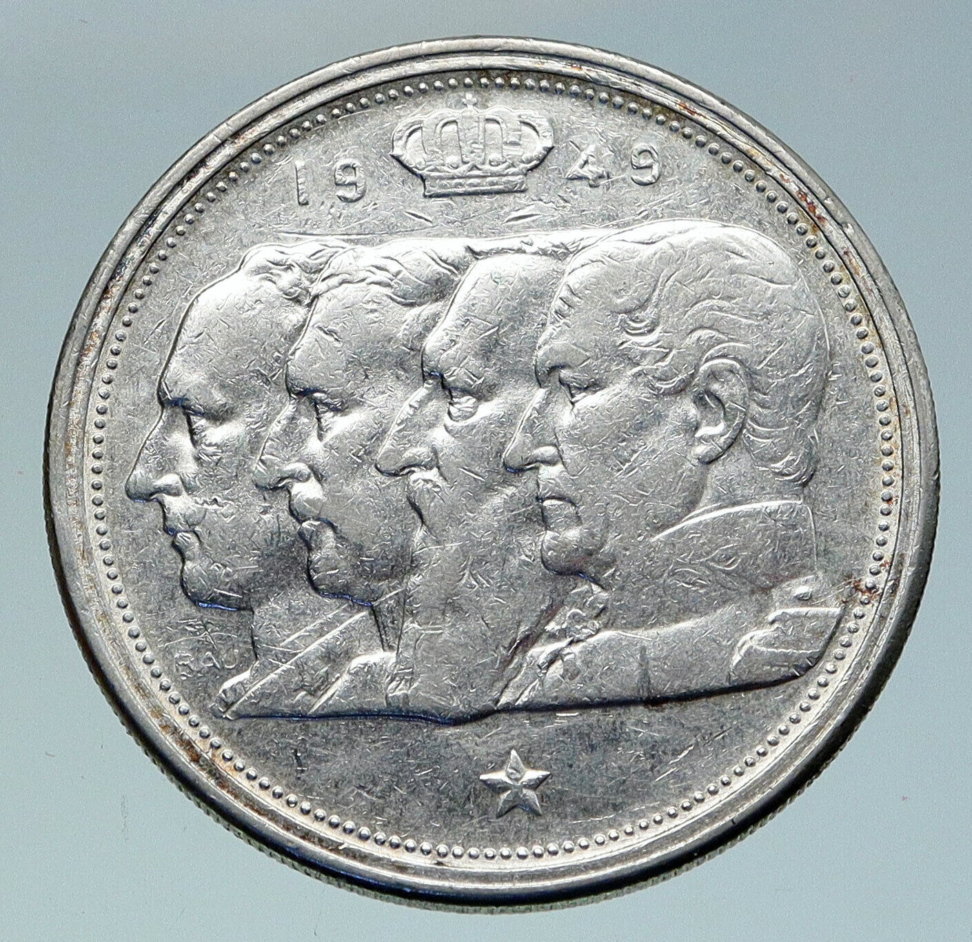 1949 BELGIUM Kings Leopold I II III & Albert I OLD Silver 100 Francs Coin i86496