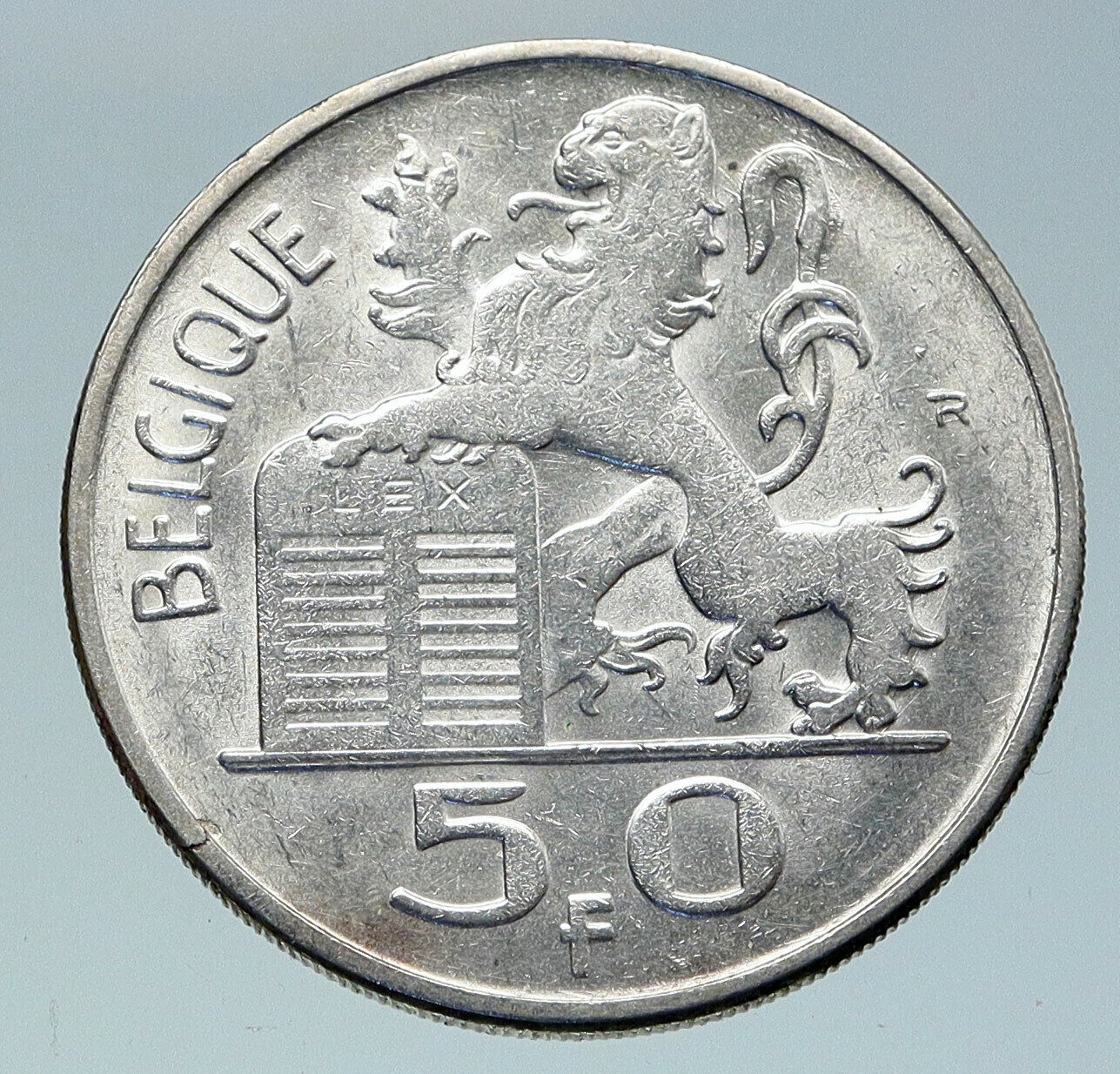 1949 BELGIUM with MERCURY Hermes VINTAGE Silver 50 Francs Belgian Coin i86497