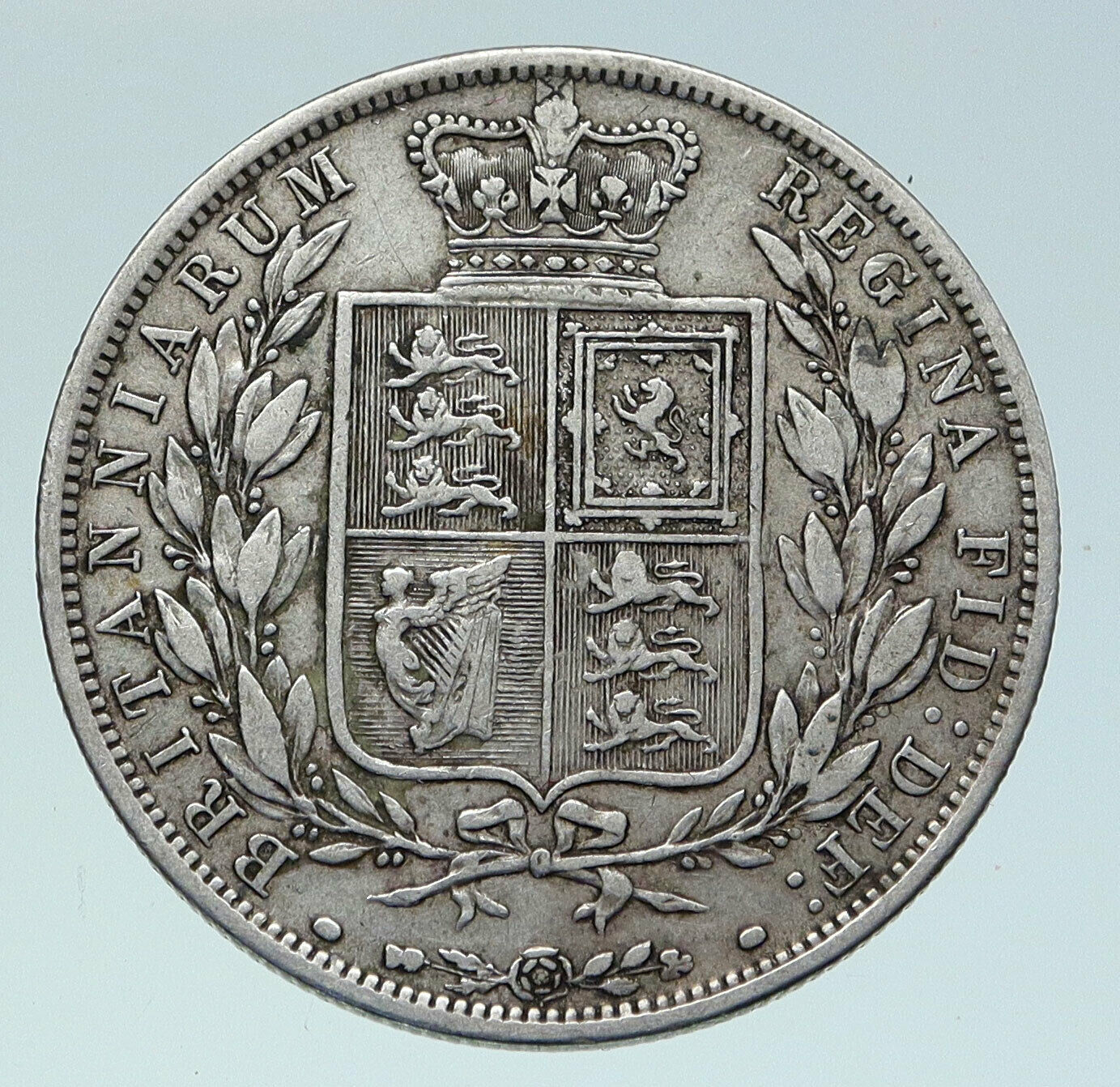 1883 UK Great Britain United Kingdom QUEEN VICTORIA Silver 1/2 Crown Coin i86498