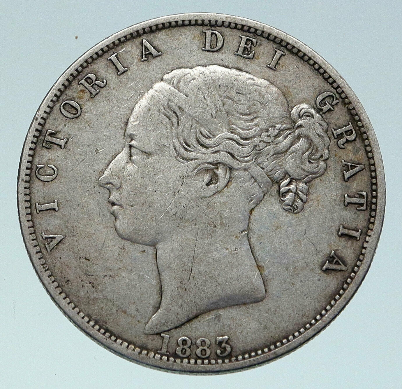 1883 UK Great Britain United Kingdom QUEEN VICTORIA Silver 1/2 Crown Coin i86498