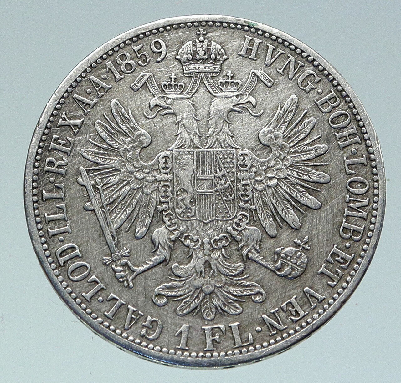 1859 AUSTRIA w KING FRANZ JOSEPH I Vintage Eagle Old Silver Florin Coin i86493