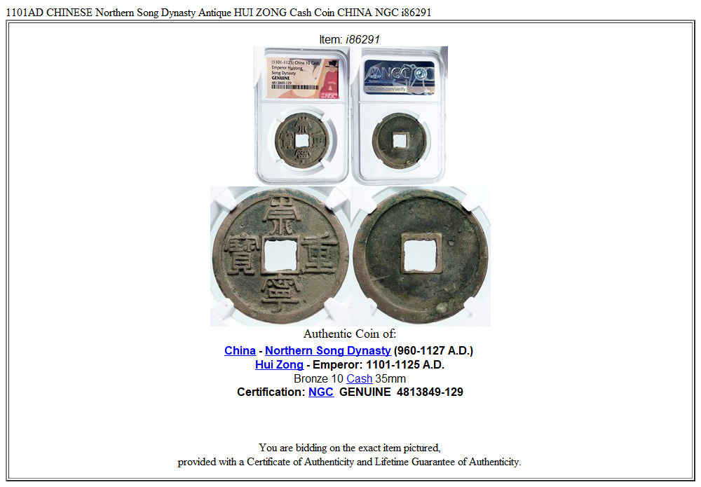 1101AD CHINESE Northern Song Dynasty Antique HUI ZONG Cash Coin CHINA NGC i86291