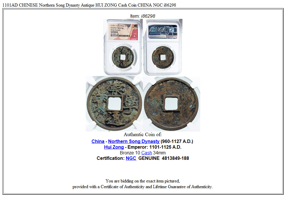 1101AD CHINESE Northern Song Dynasty Antique HUI ZONG Cash Coin CHINA NGC i86298