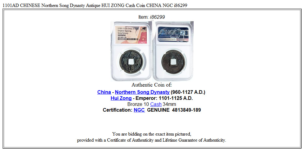 1101AD CHINESE Northern Song Dynasty Antique HUI ZONG Cash Coin CHINA NGC i86299