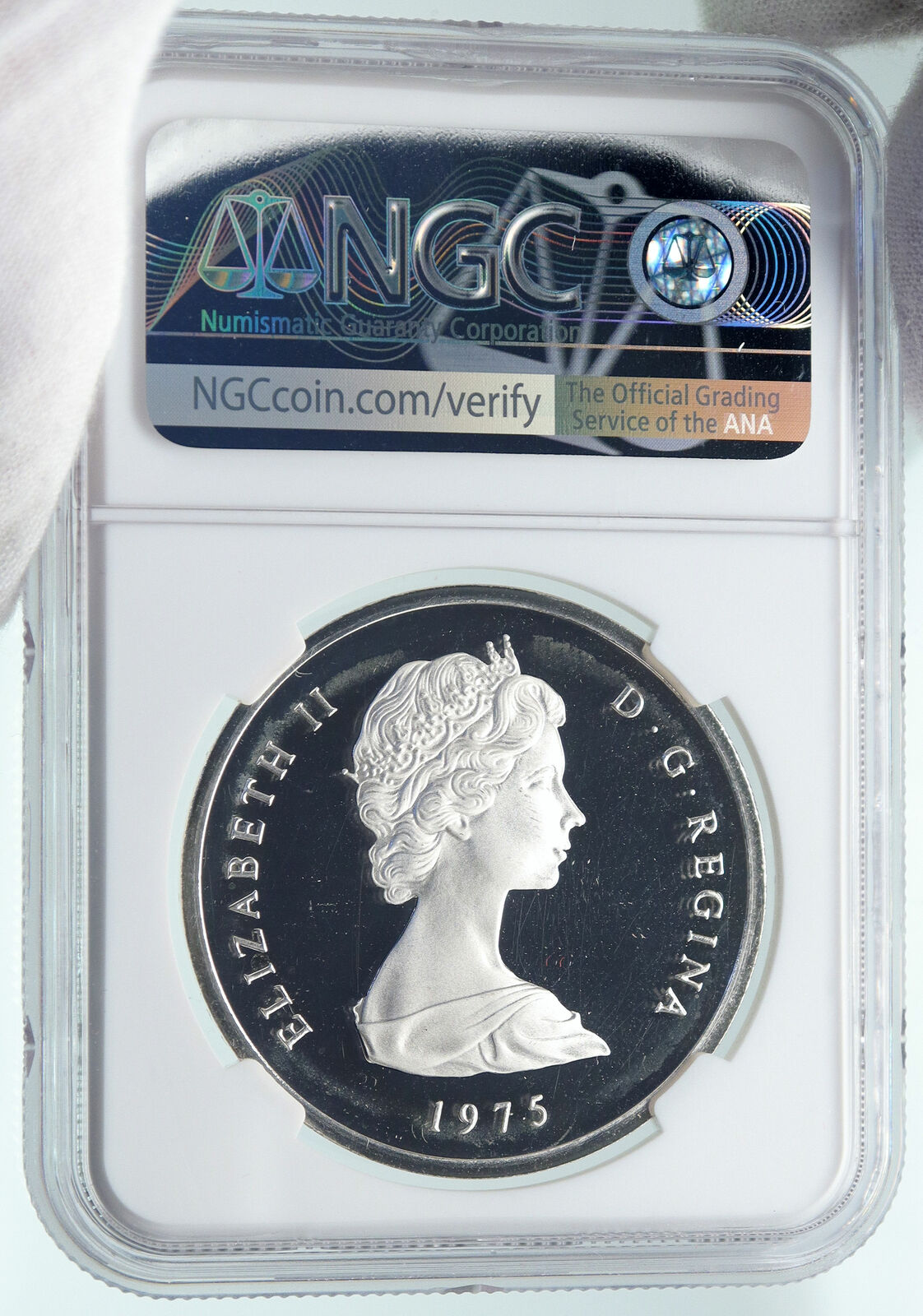 1975 TURKS AND CAICOS Vintage AGE OF EXPLORATION Silver 10 Crown Coin NGC i86671