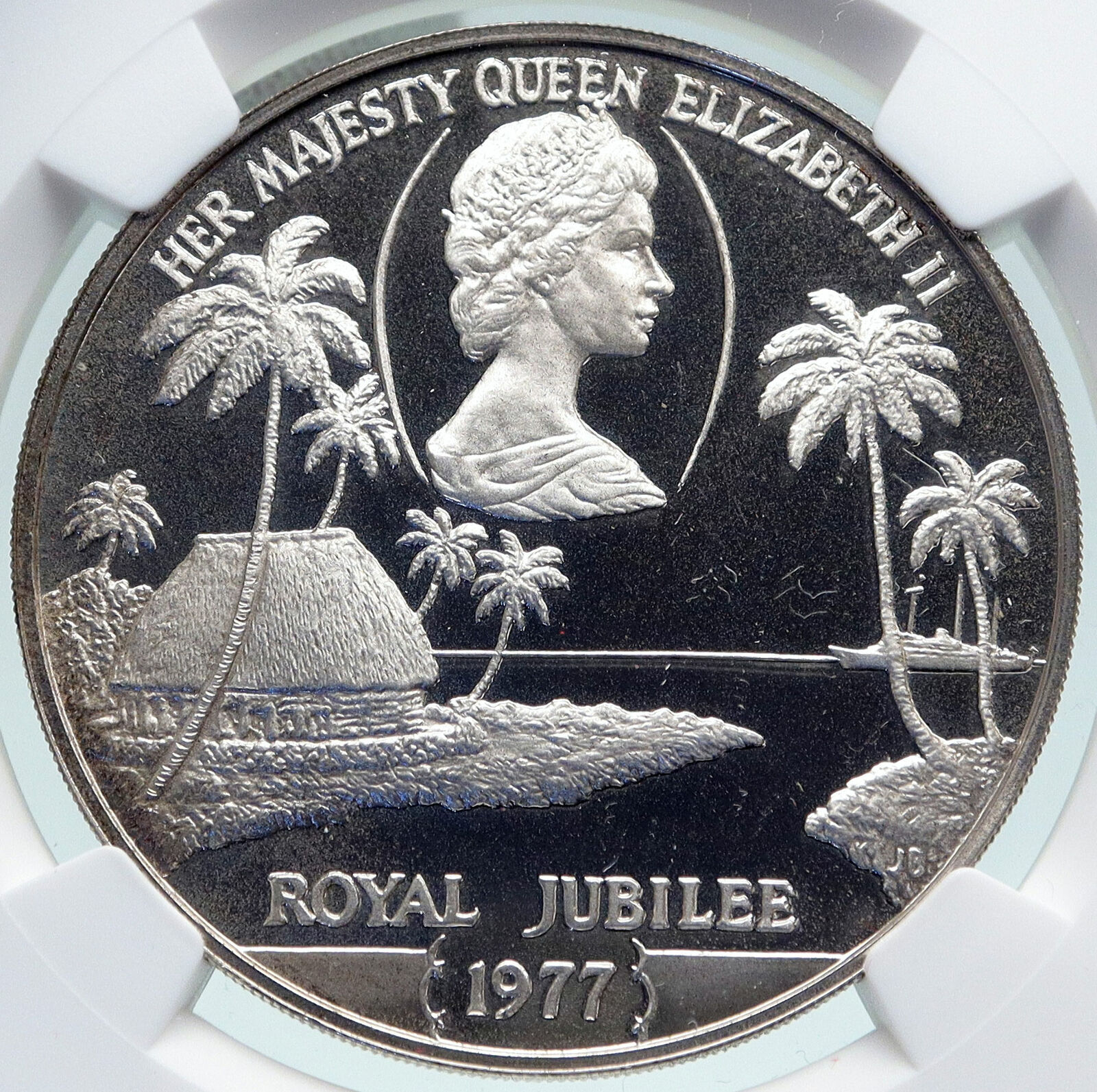 1977 SAMOA Chief Malietoa Tanumafili II Silver PIEDFORT Tala Coin NGC i86670