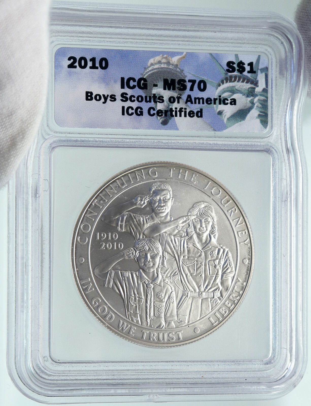 2001 USA United States BOY SCOUTS OF AMERICA Antique Silver Dollar ICG i86677