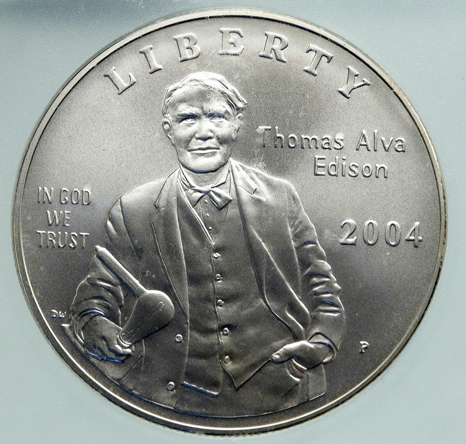 2004 UNITED STATES Thomas Edison INVENTOR of LIGHT BULB SILVER $ Coin ICG i86678