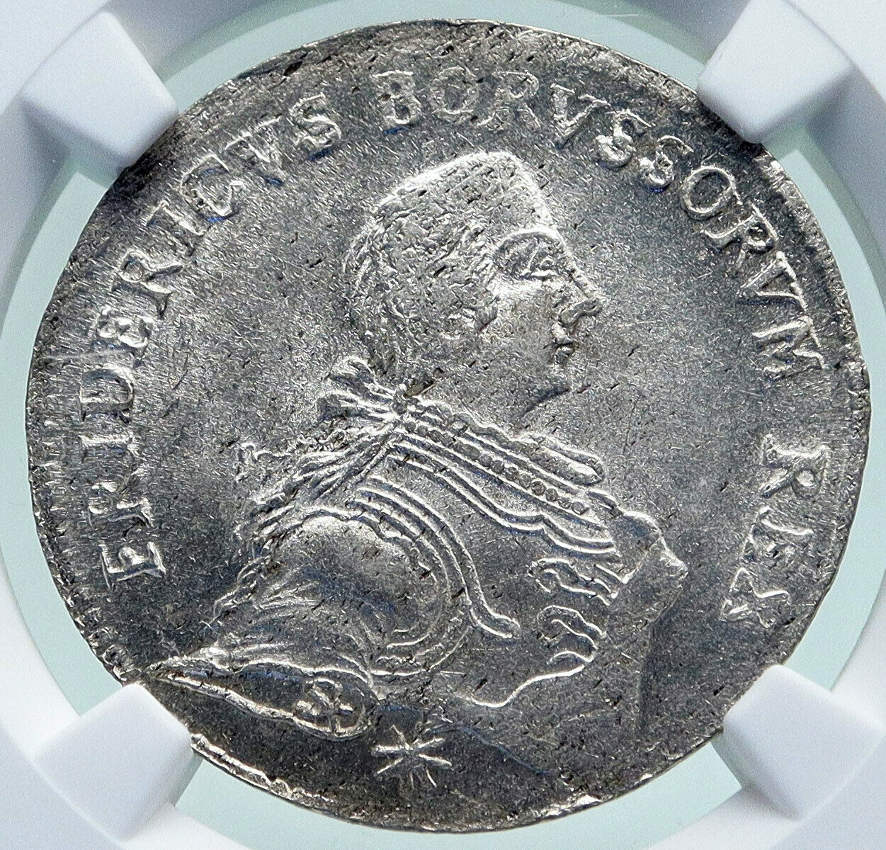 1753E POLAND King FREDERICK AUGUSTUS II Antique OLD Silver 18 Groszy Coin i86701