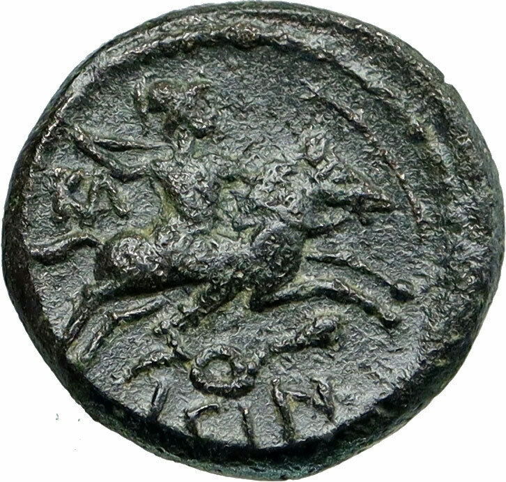 ISINDA in PISIDIA Authentic Ancient 200BC Greek Coin ZEUS WARRIOR HORSE i86741