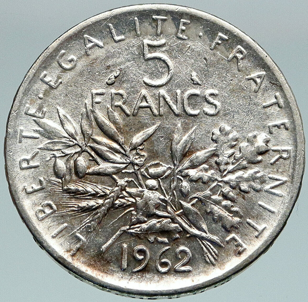 1962 FRANCE La Semeuse French SOWER WOMAN Old LARGE Silver 5 Francs Coin i86776