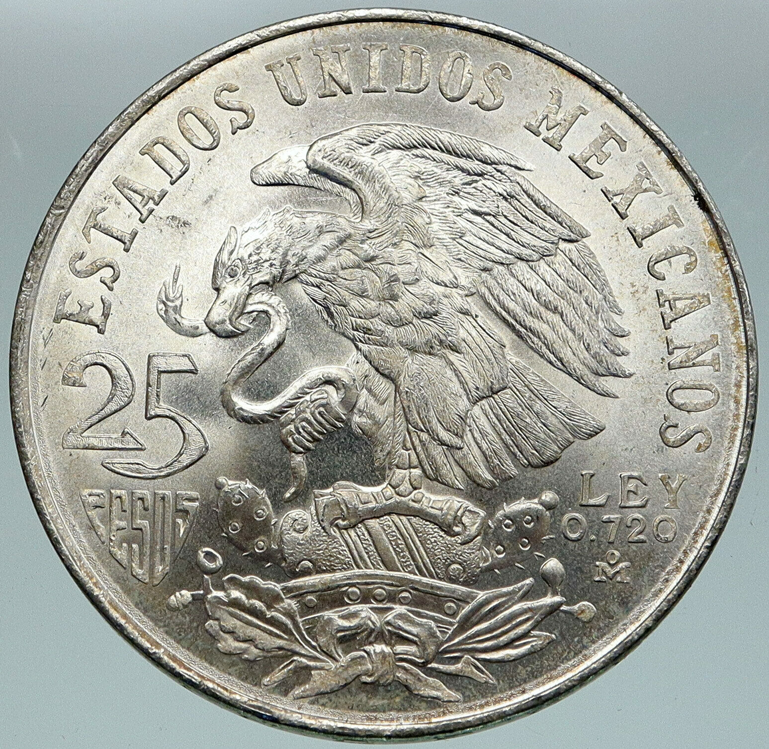 1968 Mexico XIX Olympic Games Aztec Ball Player BIG 25 Pesos Silver Coin i86780