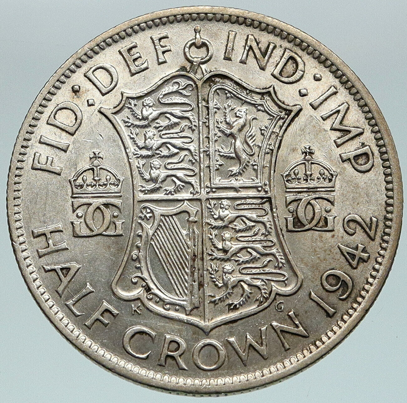 1942 Great Britain UK United Kingdom King George VI SILVER 1/2 Crown Coin i86781