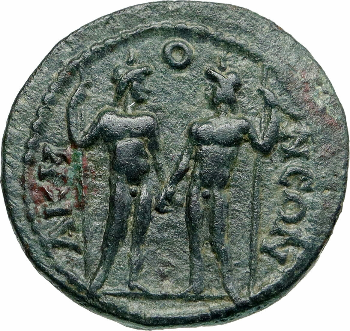 AKMONEIA in PHRYGIA Ancient Greek Coin DEMOS BOULE DIOSCURI GEMINI TWINS i86787