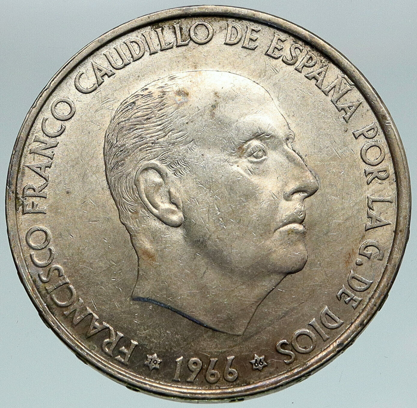 1966 SPAIN Large Franco Caudillo Genuine Silver 100 Pesetas Spanish Coin i86764