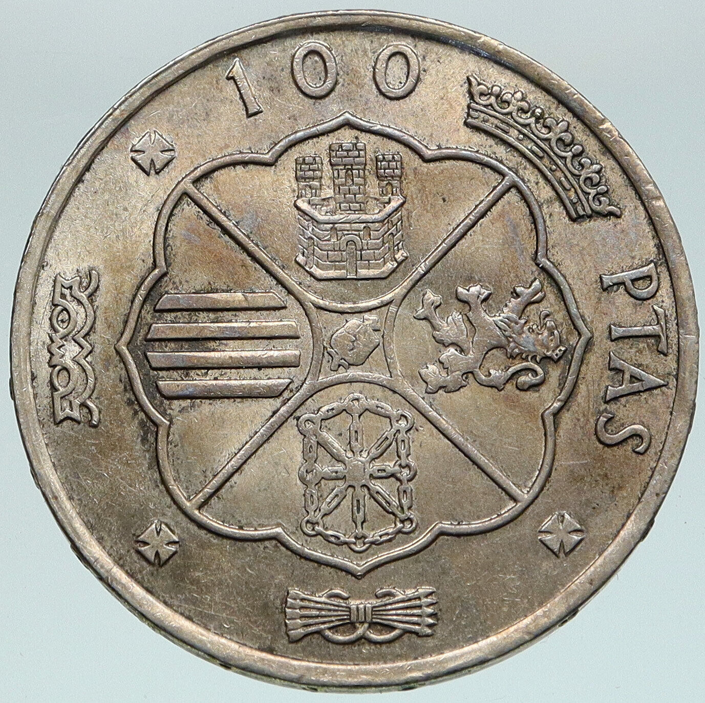 1966 SPAIN Large Franco Caudillo Genuine Silver 100 Pesetas Spanish Coin i86764