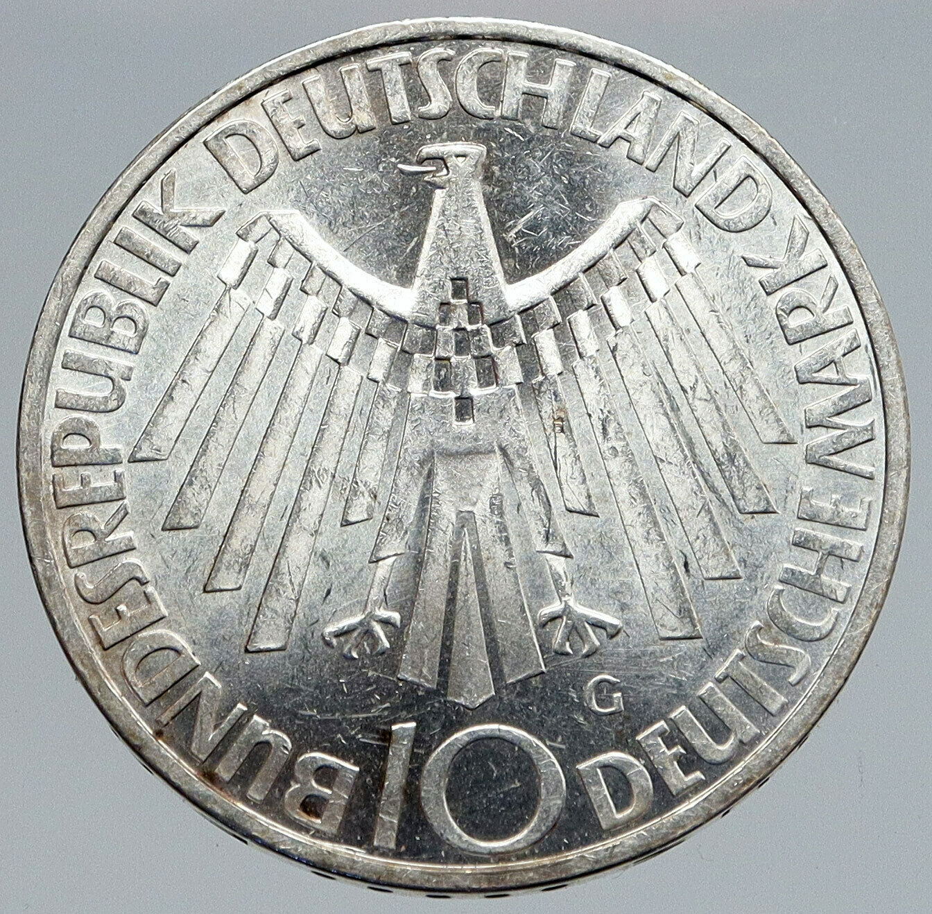 1972 G Germany Munich Summer Olympic Antique Vintage Silver 10 Mark Coin i86854