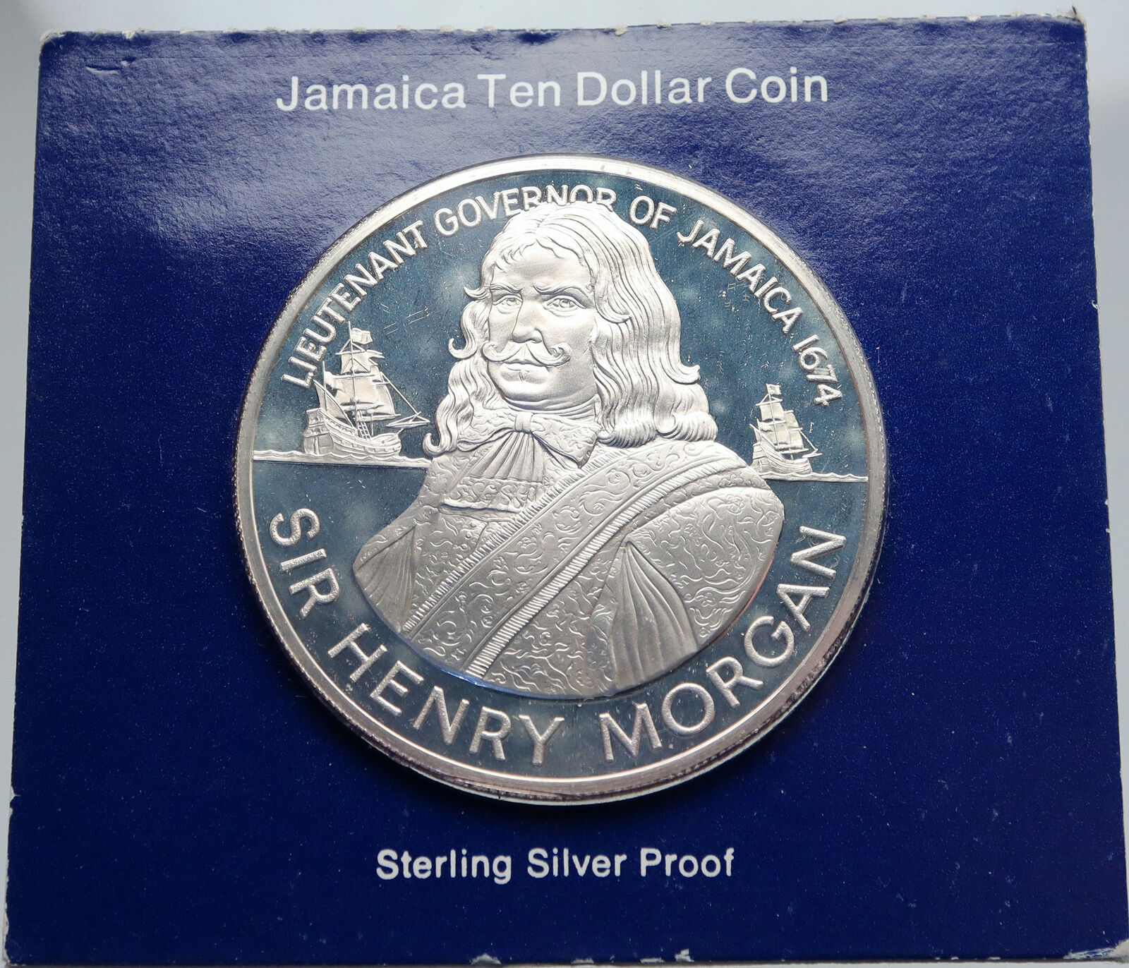 1974 JAMAICA Sir Henry Morgan Port Royal Lieutenant PROOF SILVER $10 Coin i86836