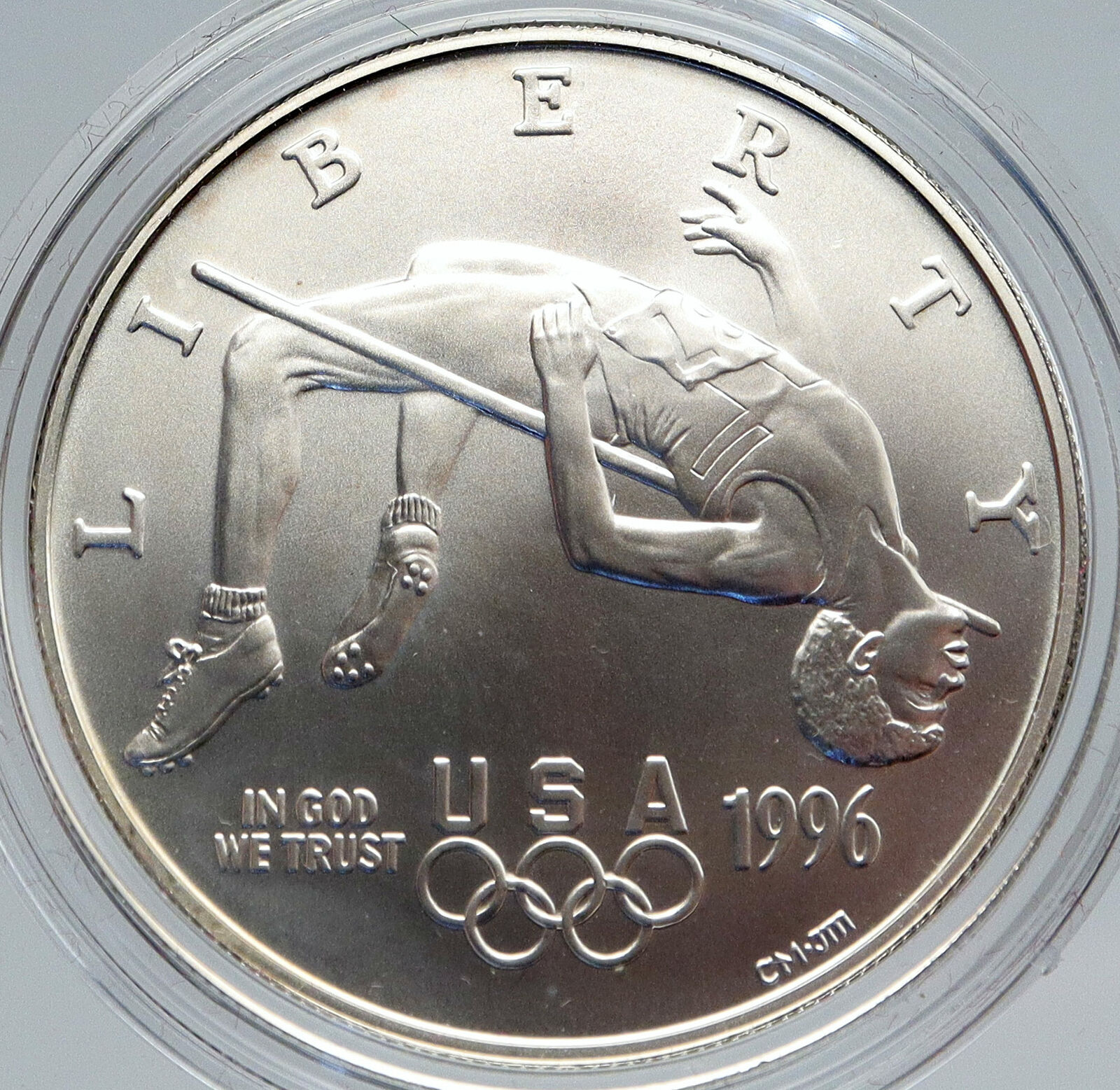 1996 USA United States SUMMER ATLANTA OLYMPICS High Jump Silver $1 Coin i86835