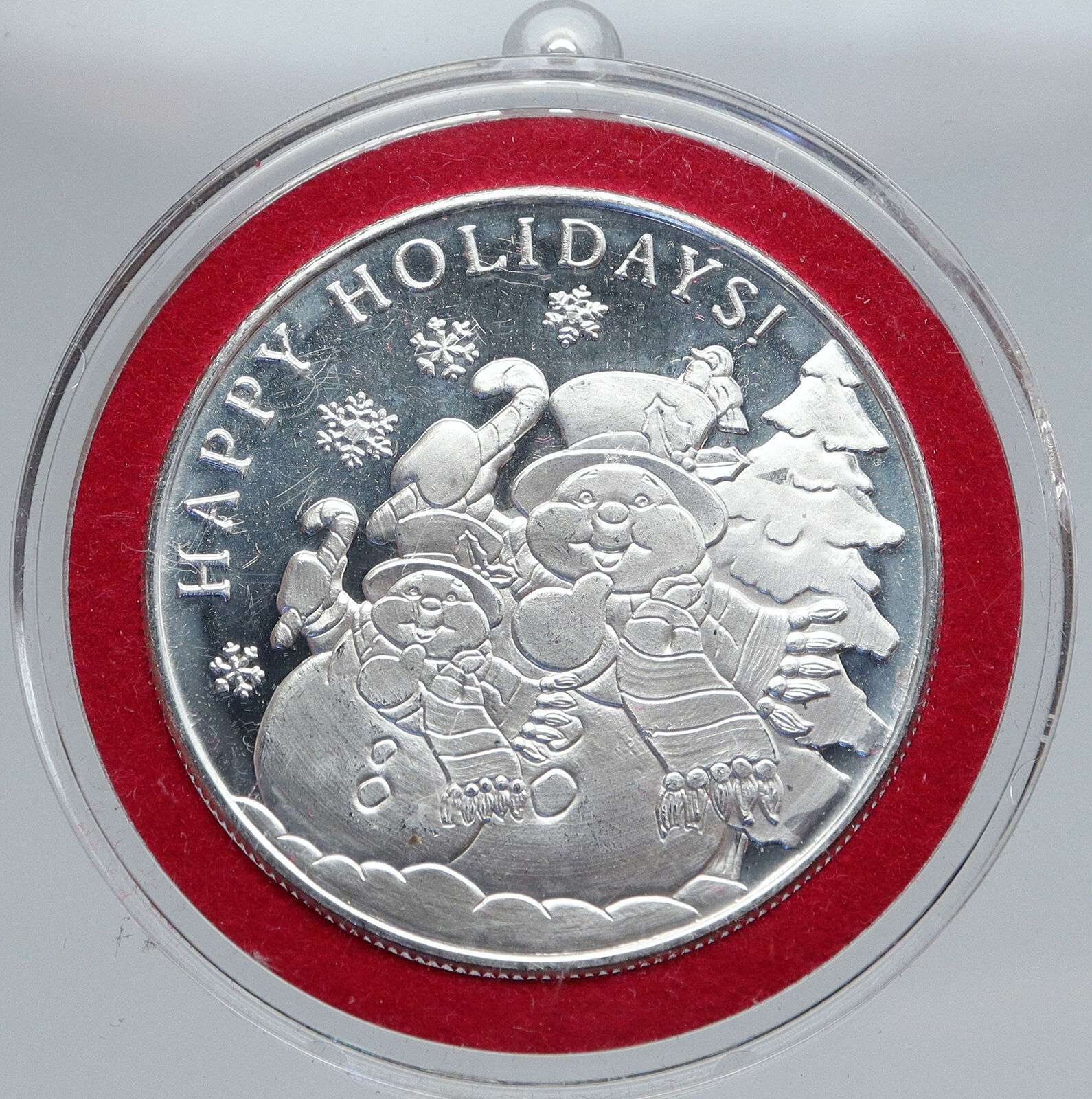 2018 USA United States HOLIDAYS SNOWMAN Snowflakes 1OZ Proof Silver Medal i86841