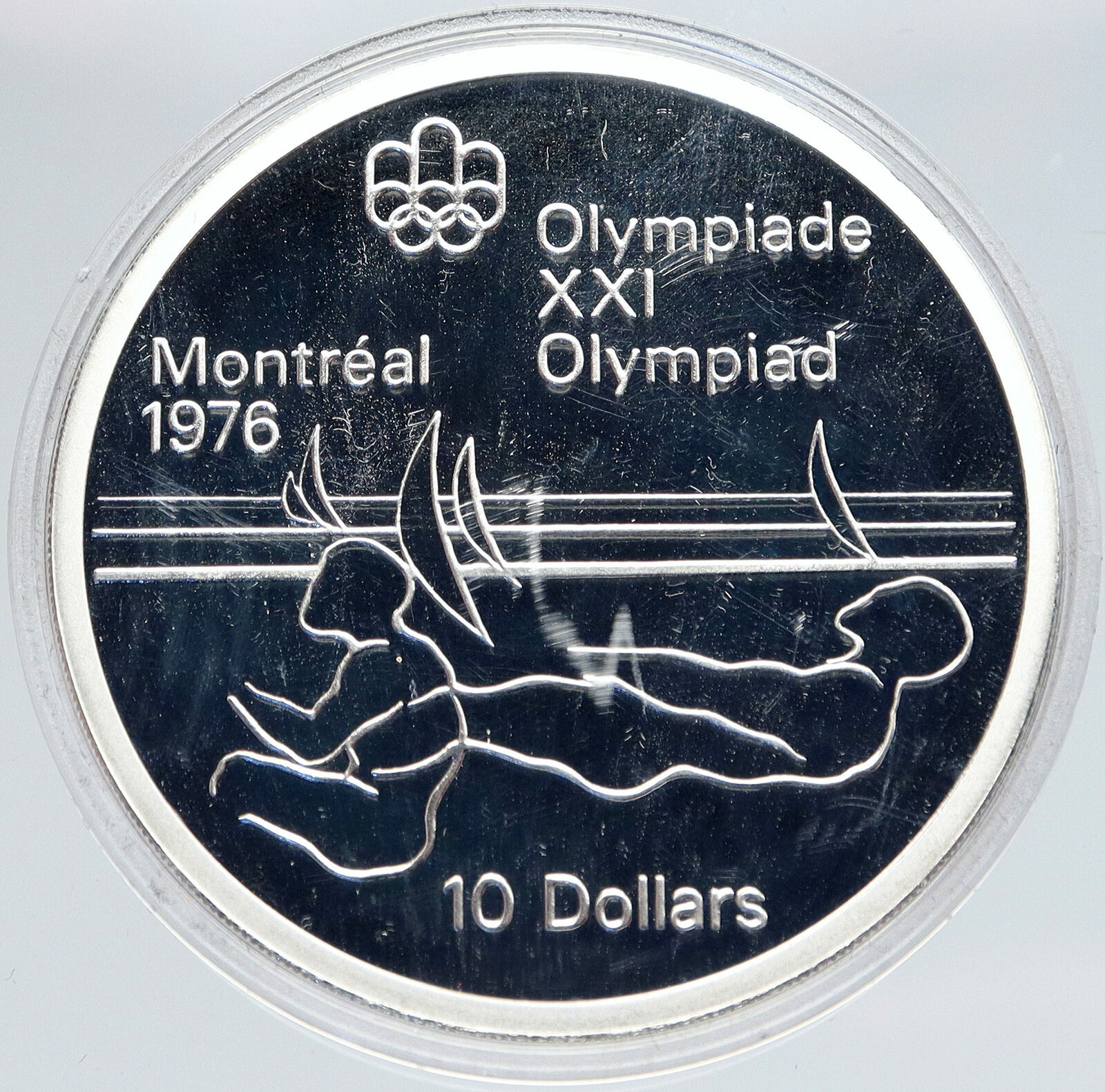 1973 CANADA UK Queen Elizabeth II Olympics Sailing Silver PROOF $10 Coin i86838